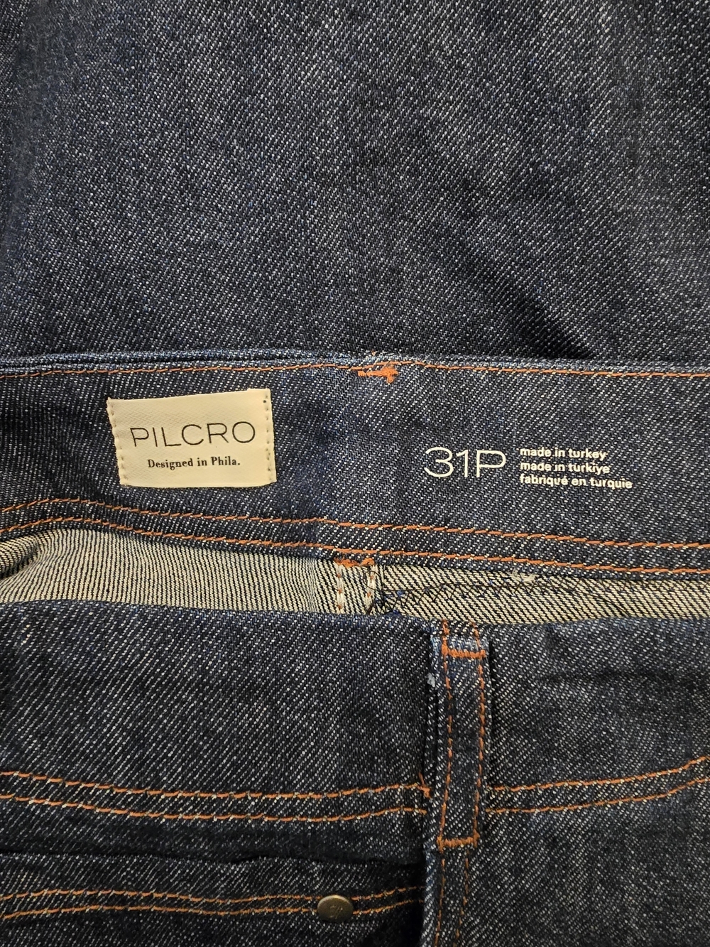 Pilcro Dark Blue Wide Leg Jeans with Patch Accents - 31 Petite - Picture 7 of 7